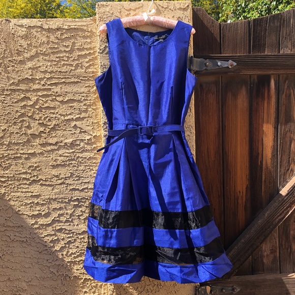 R&K Dresses & Skirts - Blue & Black Sleeveless Belted Dress by R&K
